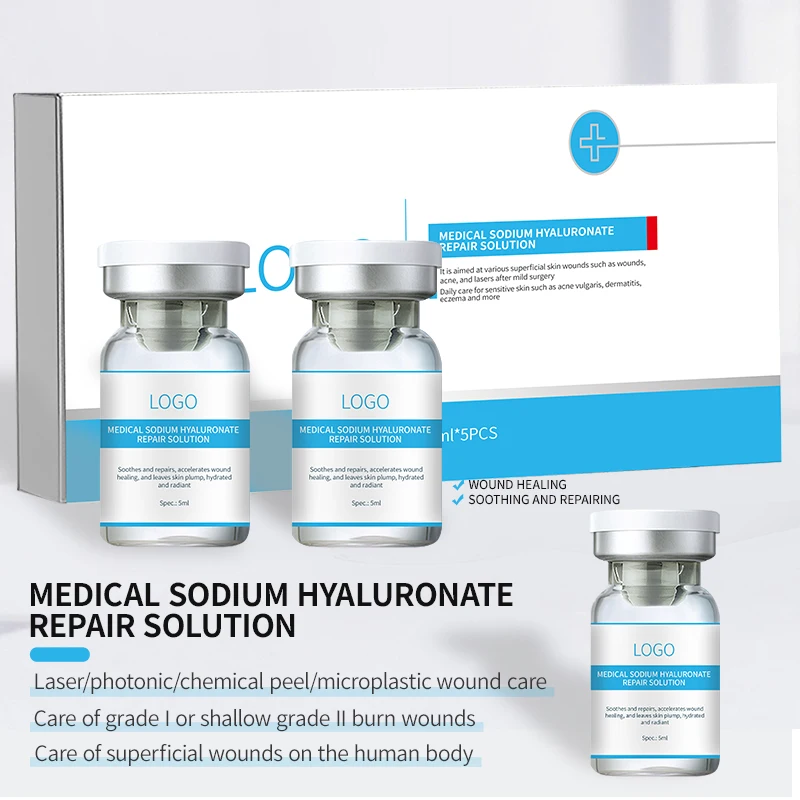 Hot Sale Moisturizing Facial Serum Anti-Acne Repair Scars Face Liquid Serum Medical Sodium Hyaluronate Repair Solution