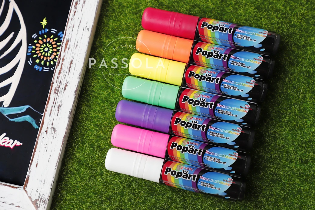 Fluorescent color Jumbo Parallel Flat Nib Water based Erasable Liquid Chalk Marker 50 colors 30 mm