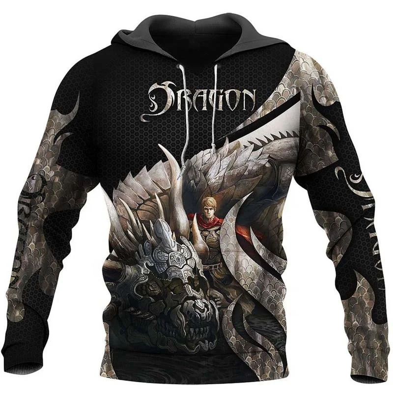 Толстовка унисекс с 3D-принтом летающего дракона и татуировками модная художественная в стиле хип-хоп уличная одежда высшего качества 2022