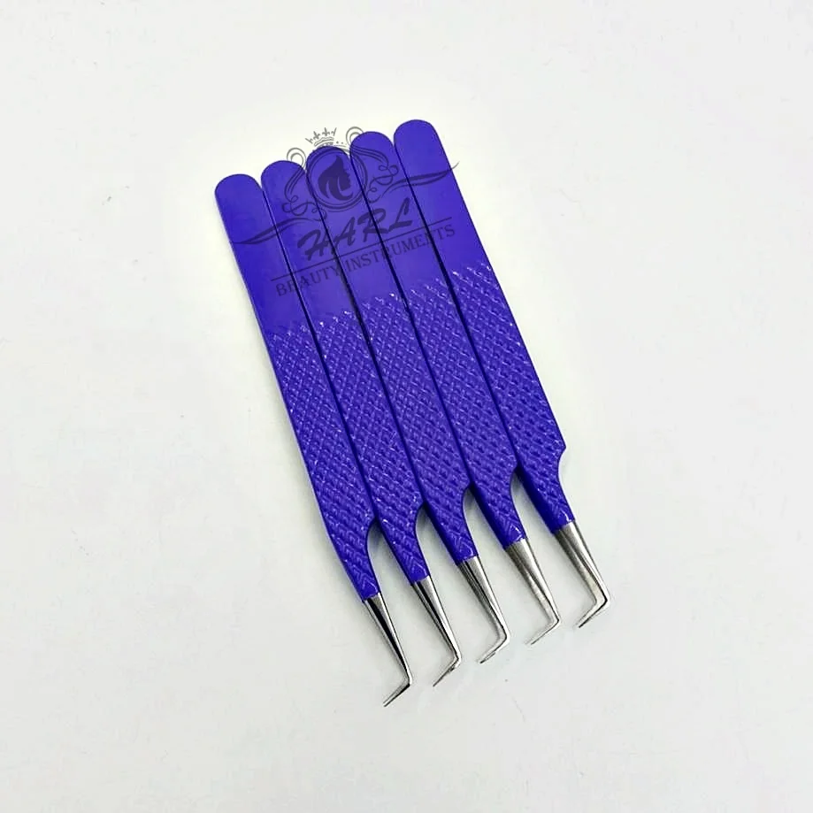 Royal Blue Color diamond grip 90 Degree Eyelash Extension Tweezers customized tweezers lash extension tweezers eyelashes tools