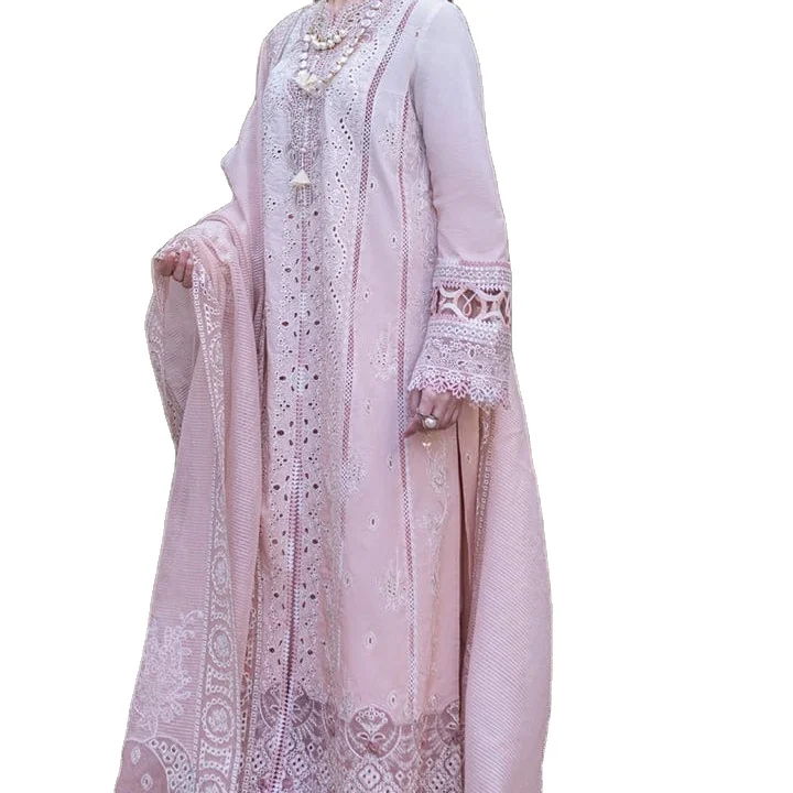 Chikankari Long Shirt Light Pink Color Outfits for Casual And daily wear
