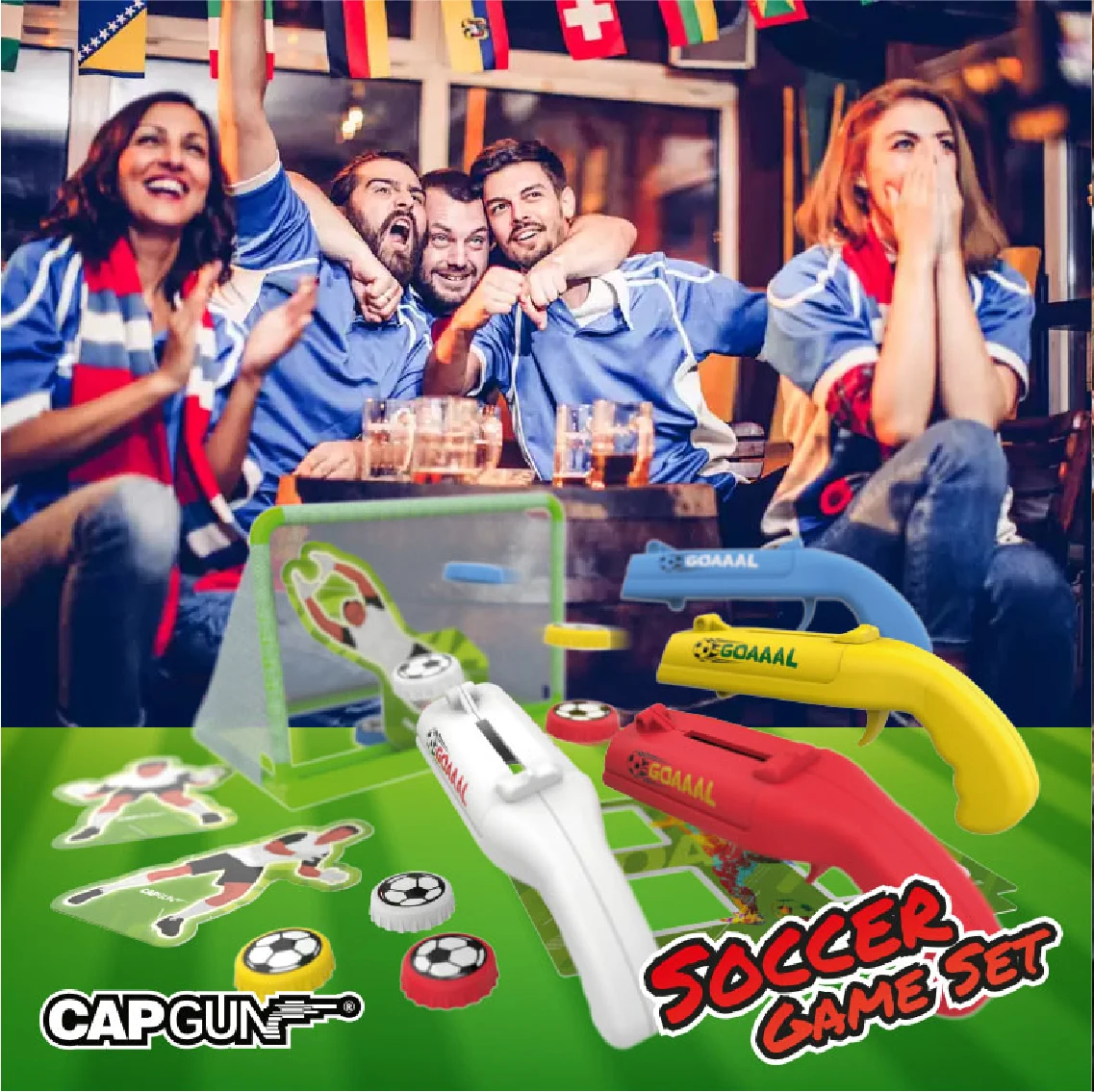 Novelty Cap Gun Bottle Opener Funny Football Drinking Game Beer Table Soccer Board Game Set