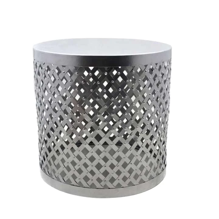 Westbrook Round Side & Coffee Table 17.5-in Galvanized Carved Coffee Table Modern Luxury Style Hotel Living Room Wholesale 2023