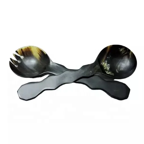 Hand Polished Buffalo Horn Salad Severs Vegetable Salad Spinner Simple Custom Tools Picture Style Family Color Feature Eco Set