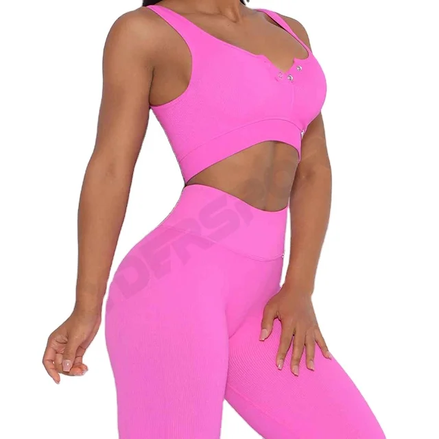 Custom Women Sports Wear Seamless Sports Bra And Leggings Gym Fitness Two Piece Yoga Set