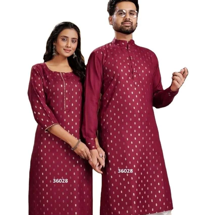Лучший подходящий наряд для пары Kurta и Kurti Combo предложение по оптовой цене мужа жены 2023 Индии
