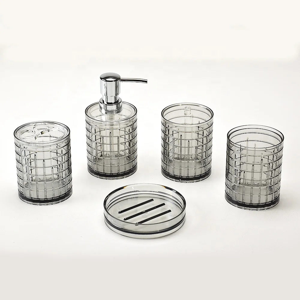 4pcs Plastic AS Transparent Acrylic Bathroom set