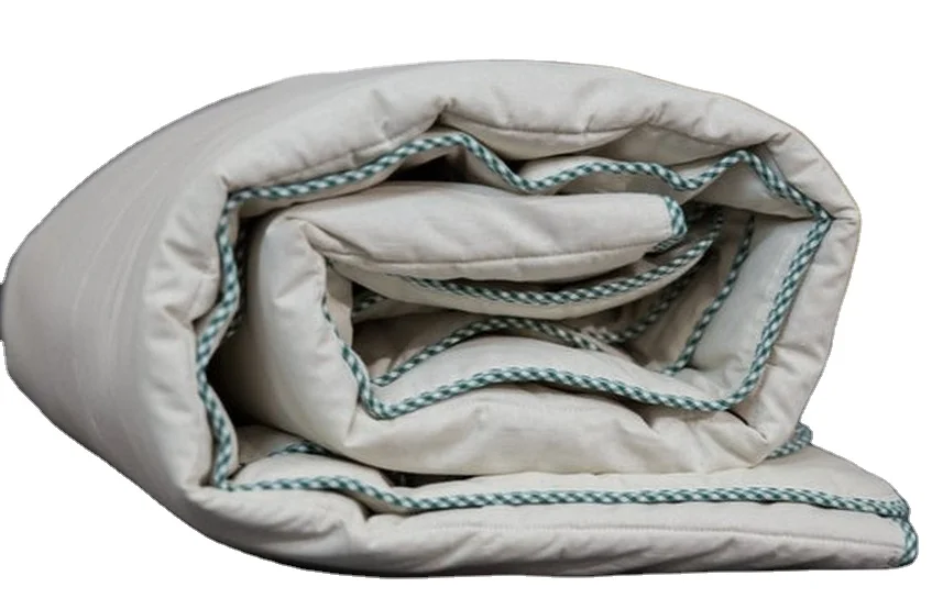 luxury european bedding set patchwork  Natural linen quilt Wool stuffed Wool Comforter All season linen blanket