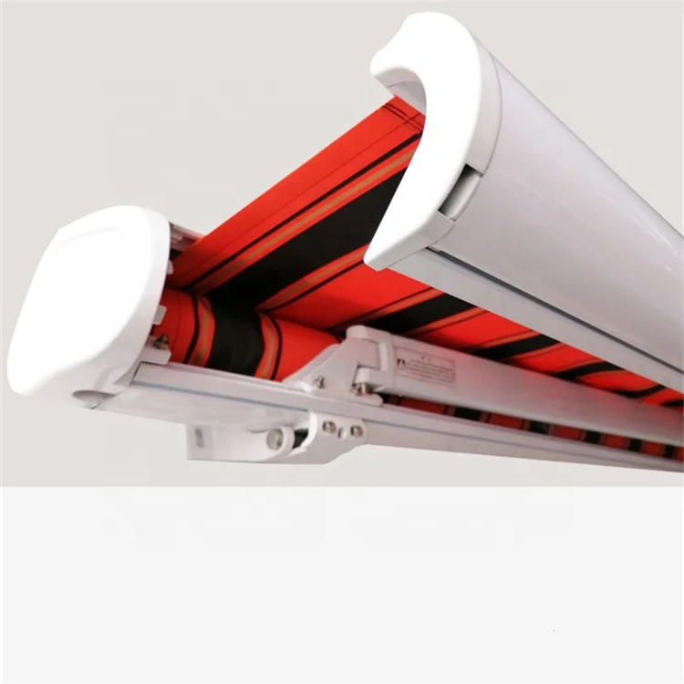Wind Sun Rain Sensor Awning Manual RollOut Patio Outdoor Fabric Awning  Functional Awning 5 Meters With Led Light