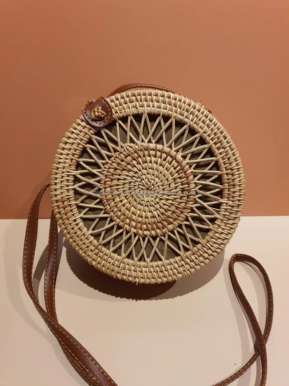 Hot Selling Amazon rectangle rattan handbags and purses for women with PU leather beach and picnic from Vietnam Manufacturer