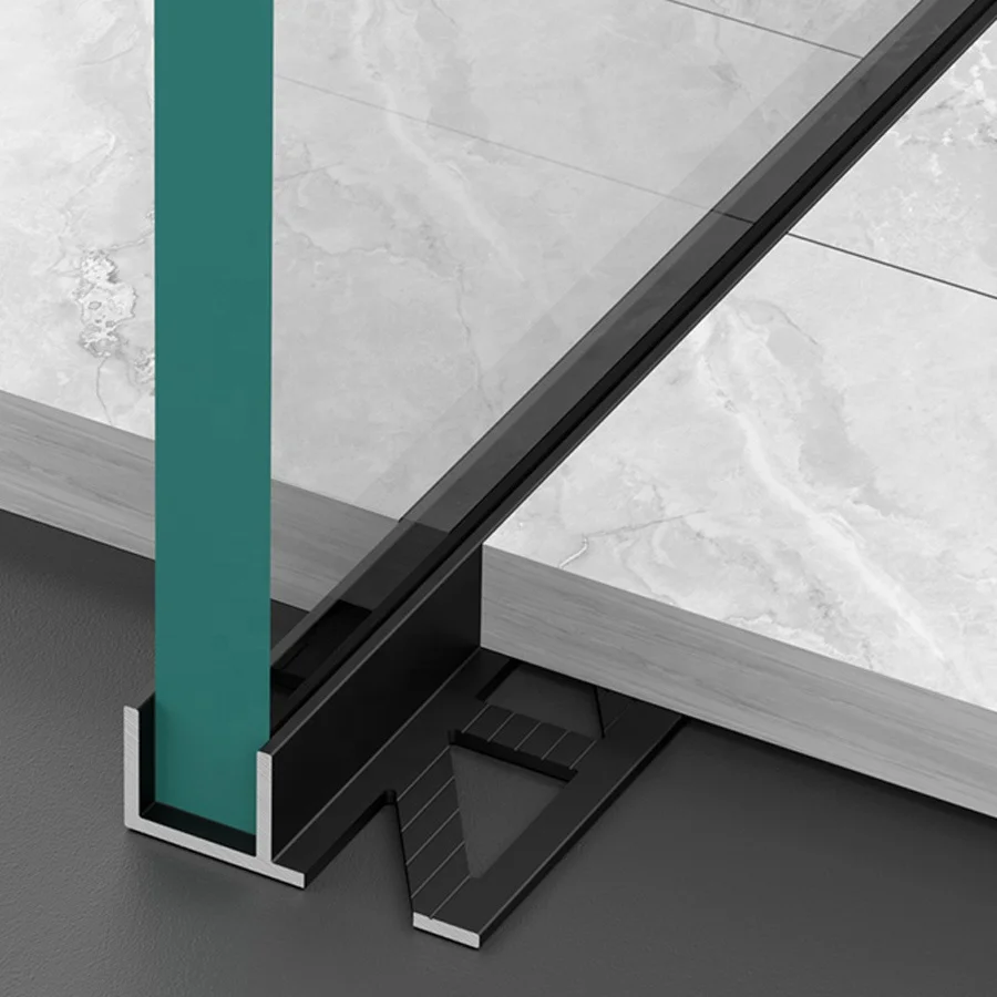 silver color shower room 12mm glass holder channel aluminum F shape tile trim profile for hotel