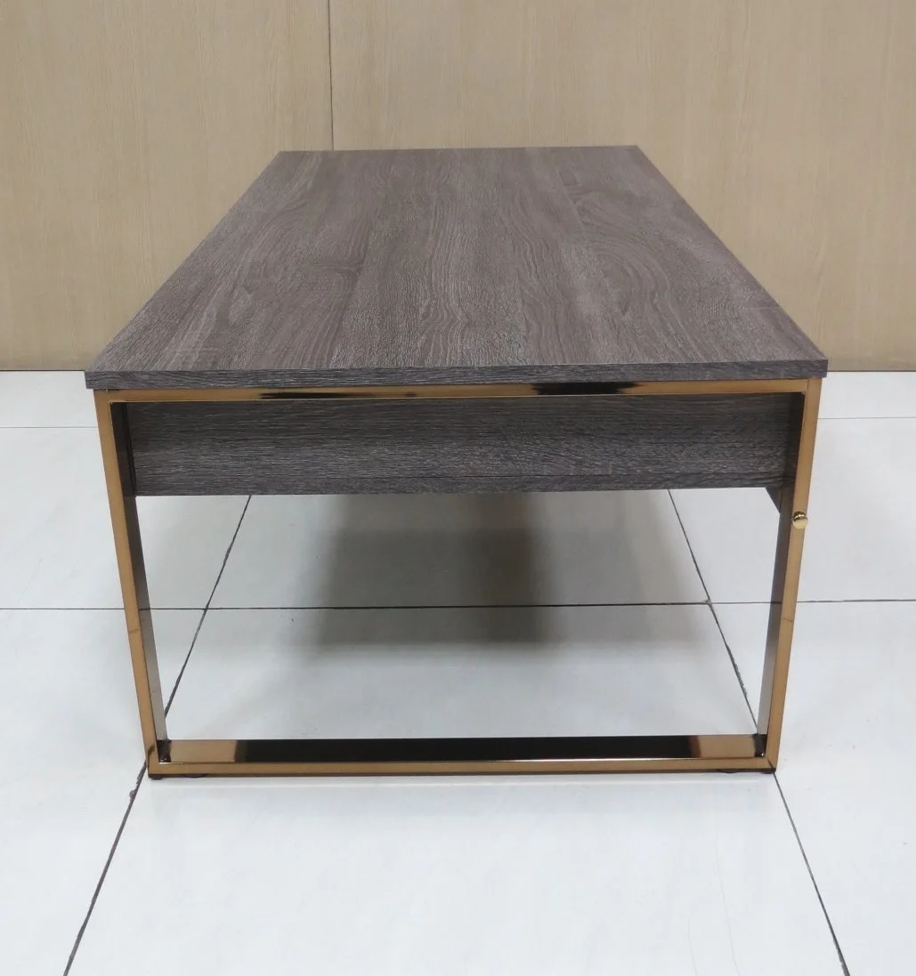 Rustic Wooden Coffee Table with 2 Drawers Small Tea Table Adjustable Metal Laptop Desk Living Room Featuring Storage Features