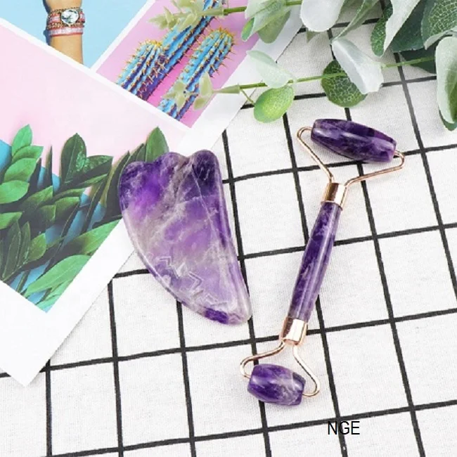 Gua sha massage Natural Amethyst massage roller & footwear tool gua sha scraping massage tool