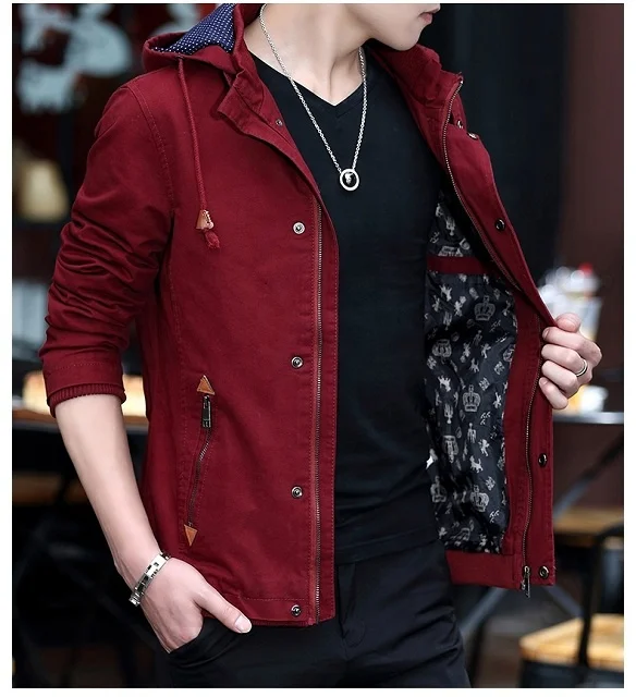 2021 Hot Sale Slim Fit Cotton Bomber Jacket Men Custom High Quality Army blue blACK Green Windproof Hooded Jacket