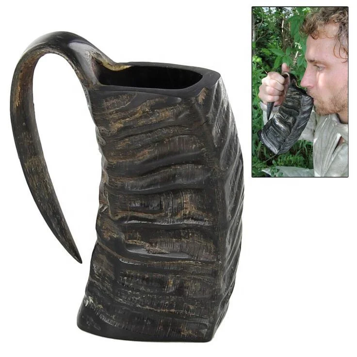 Wholesale Premium Quality Natural Craft Viking Drinking Horn Mugs & Cups Viking Style Gifts For Men Drinking Horn Beer Mug