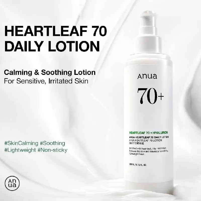 HEARTLEAF 70% DAILY LOTION 200ml Face Moisturizer with Hyaluronic Acid Korean Skincare For Wholesale Only