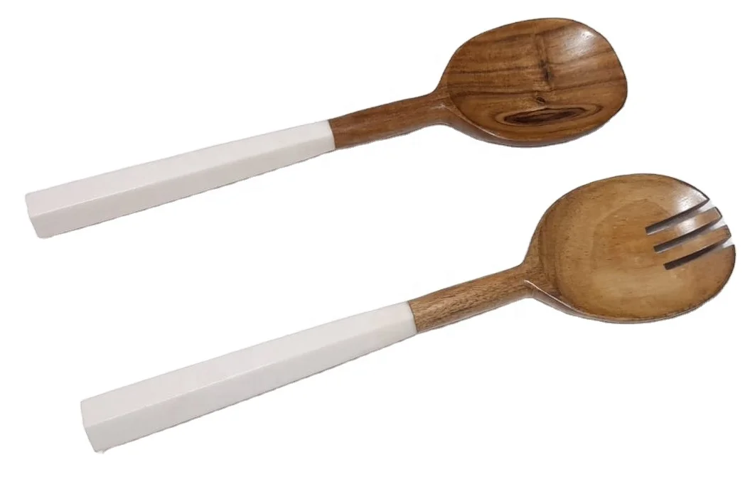 Best Quality Handmade  Acacia Wood and Resin Salad Server for Serving Salad Fruit