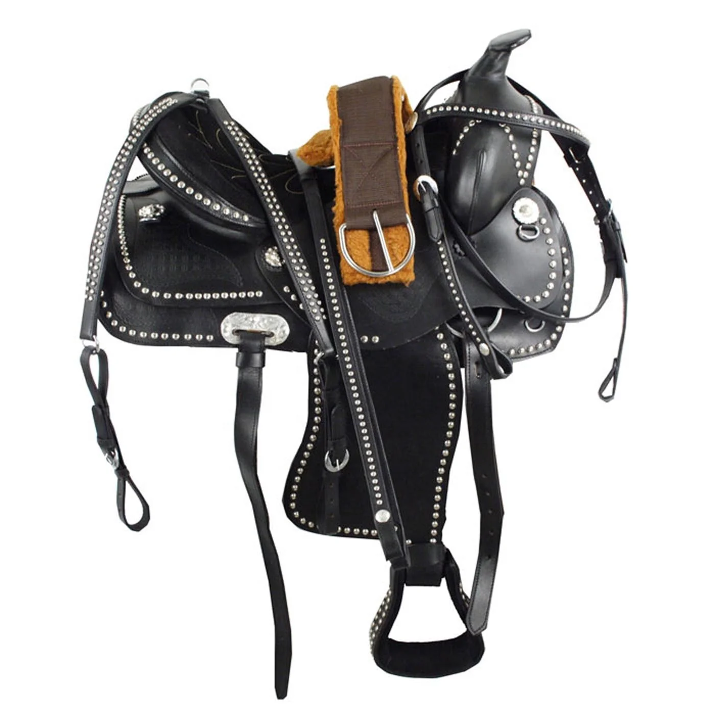 horse saddle Best Quality Stud Show Horse Saddle with Matching Tack Headstall Breastplate & Webbing Girth