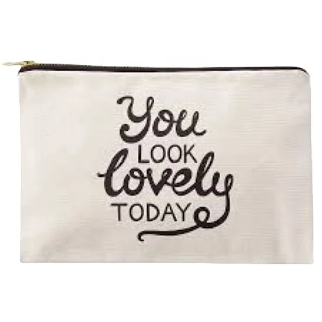 Custom Small Eco-Friendly Zipper Make Up Pouch mini nylon cosmetic pouch Recycled Plain Cotton Canvas Makeup Cosmetic Bag