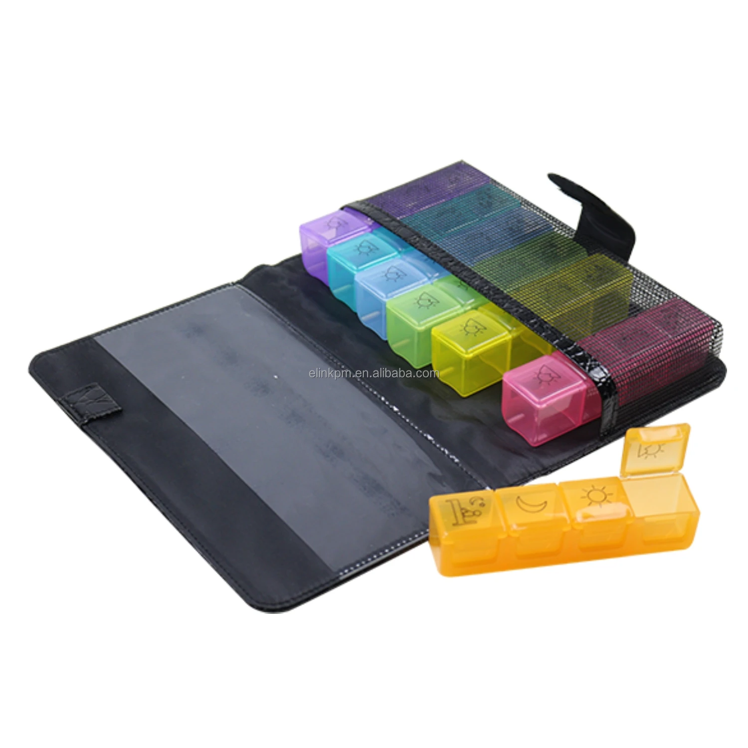 Fashion Pill Vitamin Organizer Container Pilulier With Leather Wallet Purse