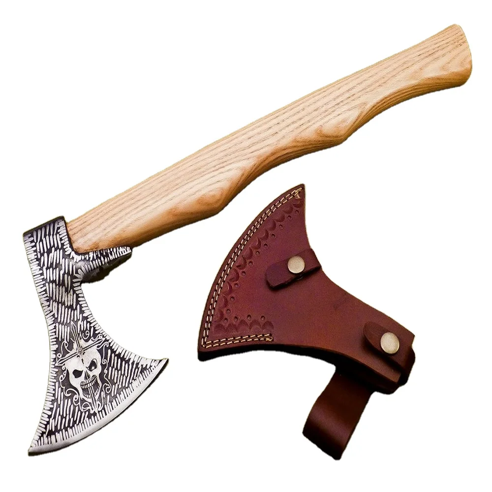 Топор Ручной работы из дамасской стали в стиле викингов, топор для кемпинга, высококачественный Тактический топор с кожаным чехлом AX-28