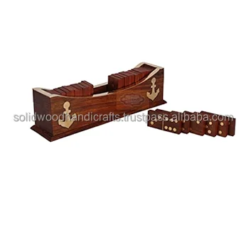 Best Quality  Hot Selling wooden Game Domino set indoor game with customized size logo design for promotional classic desig