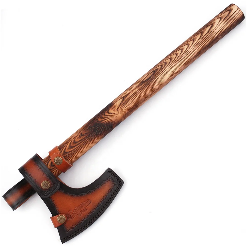 High Quality Stainless Steel 440c Blade Wood Handle Hatchet Axe Outdoor  Hand Forged Camping  Axe With Protected Cover