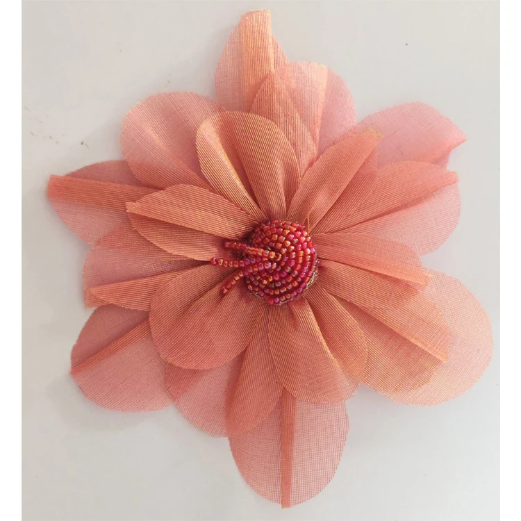 Amazing Deal on Standard Quality Handmade Hand Embroidered Tissue Fabric Beads Made Tissue Rounded Petals Brooch