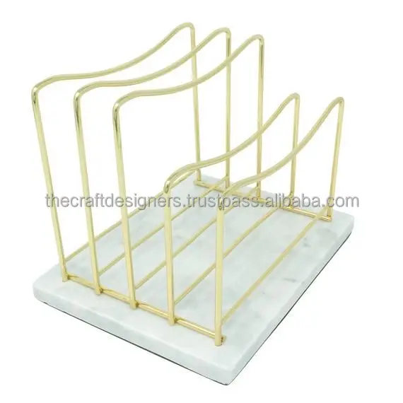 Buy Online Desktop Book Rack Wholesale Design Metal Easy Portable Book Rack And Bookend With Wood Board Base By TCD