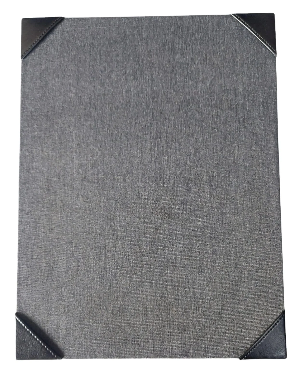 High Design Linen Fabric Menu Board Single A4 Size for Restaurants Customizable Nickel Metal Logo on Back Side
