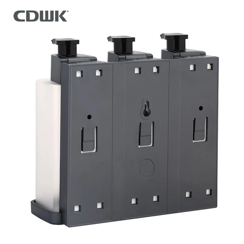 CDWK hotel shower gel soap dispenser 3 in 1 chamber shampoo and soap dispensers