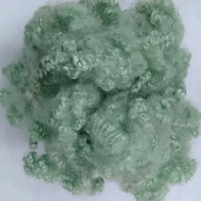 100% Polyester Staple Fiber 15D HCS Green A grade Vikohasan Manufacturer and synthetic fiber and GRS recycled polyester fibre