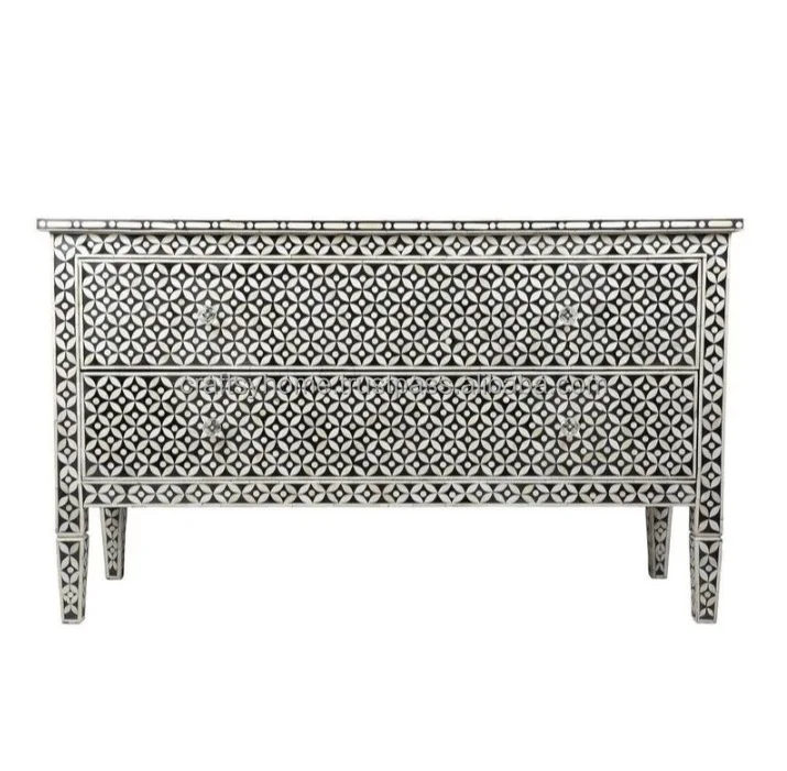 HOT SALE OF BONE INLAY CHEST DRAWER  FLORAL BLACK / BONE INLAY TABLE TOP WITH BEST QUALITY BY CRAFTSY HOME