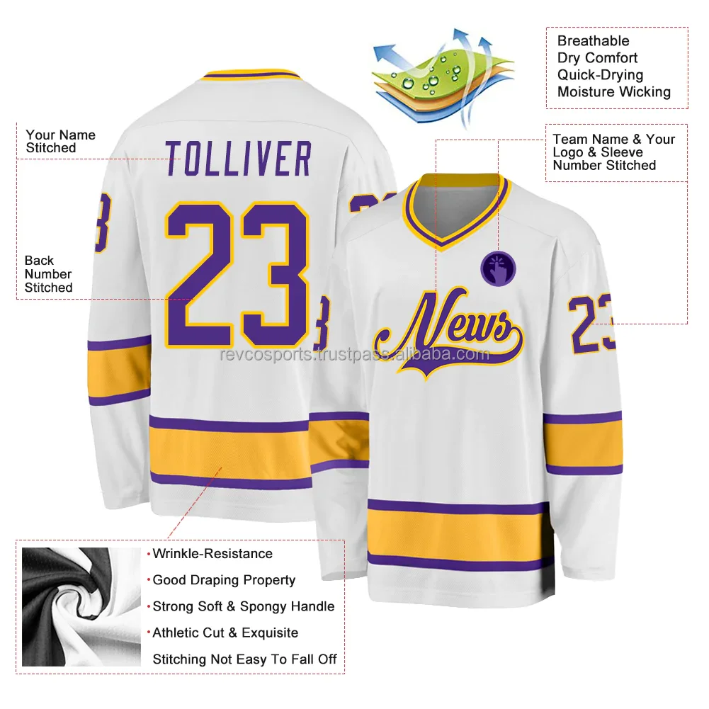 White and purple women ice hockey jersey custom pattern ice hockey jerseys custom international team ice hockey jerseys