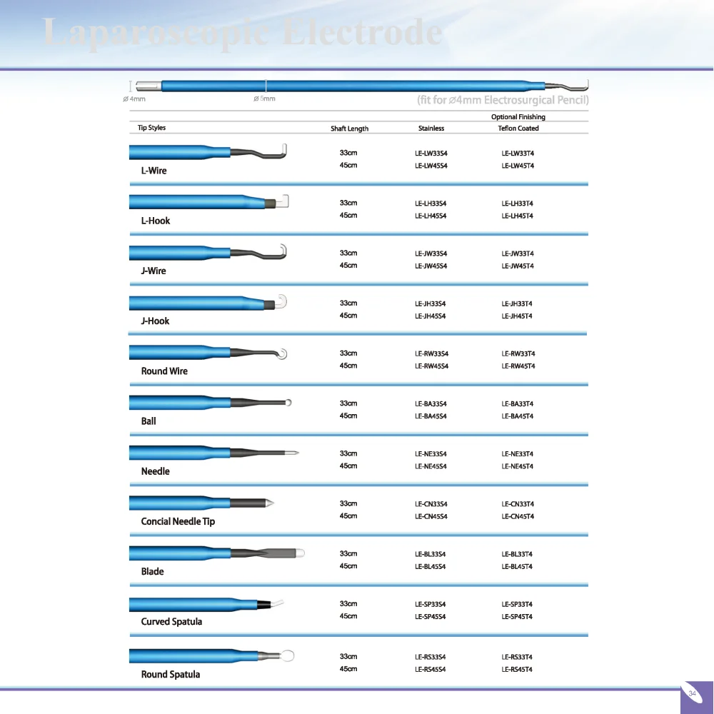 Laparoscopic Instruments Curved Spatula Laparoscopic Electrode