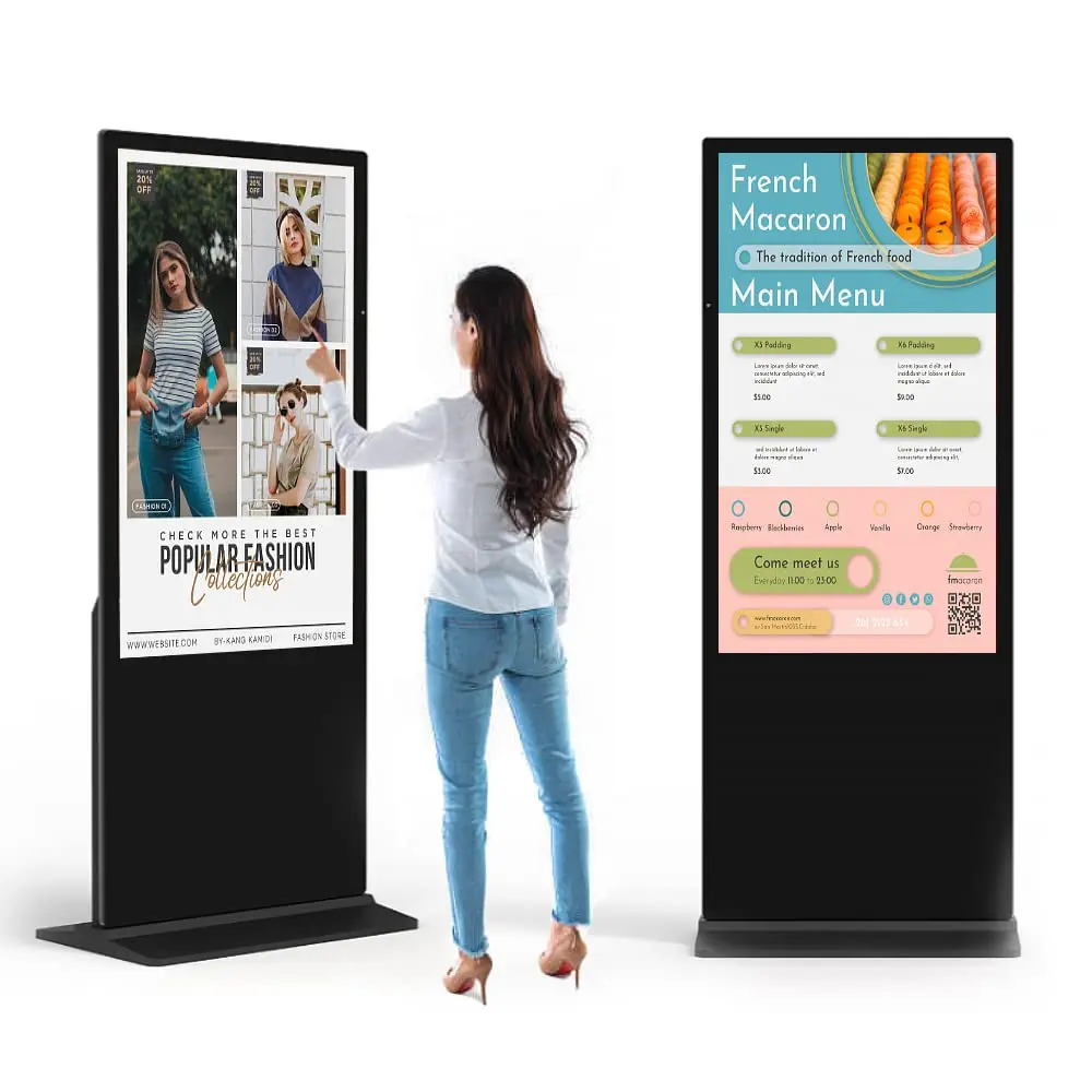 Outdoor Advertising Remote Digital Portable Video Sign Videos Poster Led Display Screen 4K High Resolution LCD Display 75 Inch