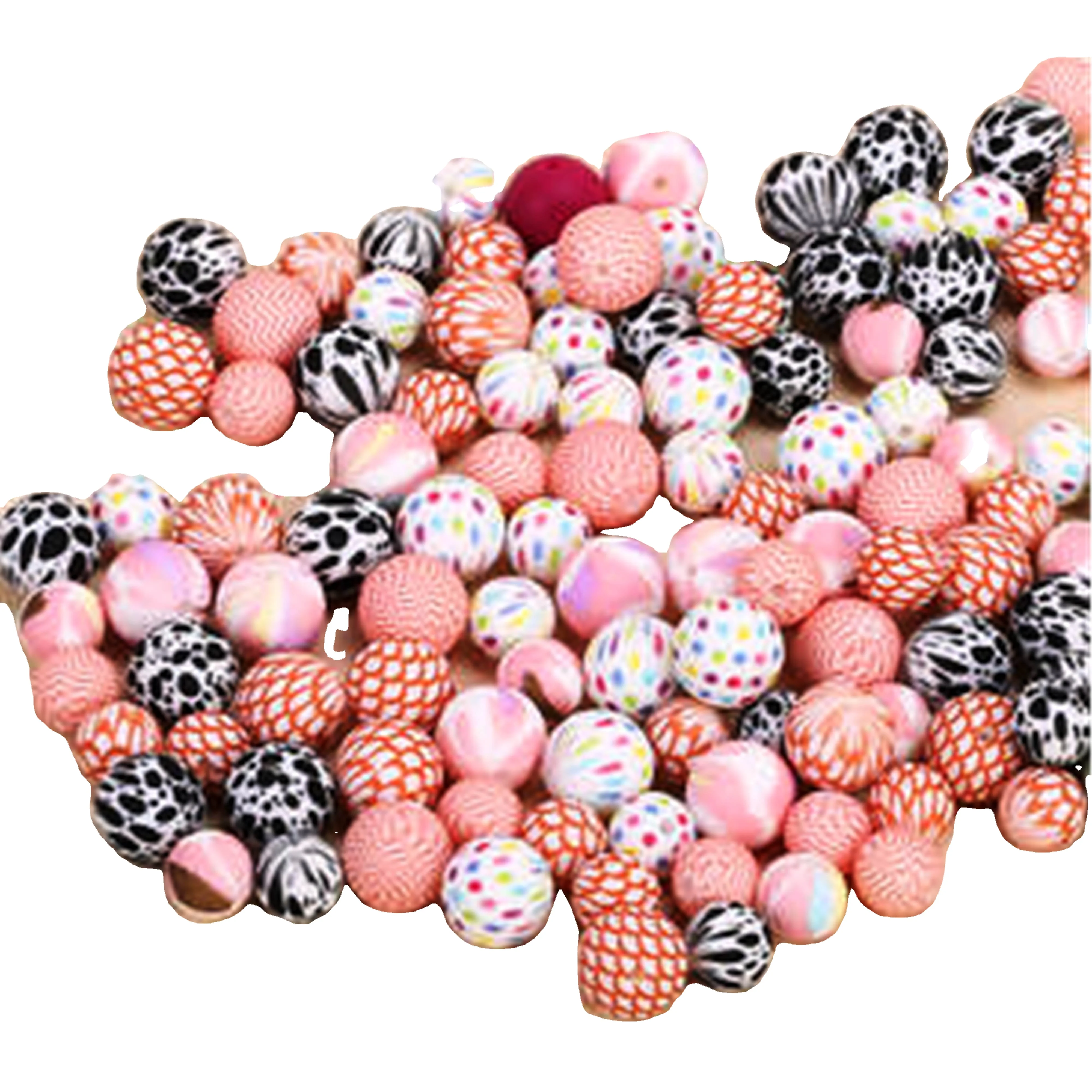 Trendy Round Wooden Printed Beads 12mm 18mmCustom Colored shaped sized Wooden Beads  small  large hole Great for Jewelry