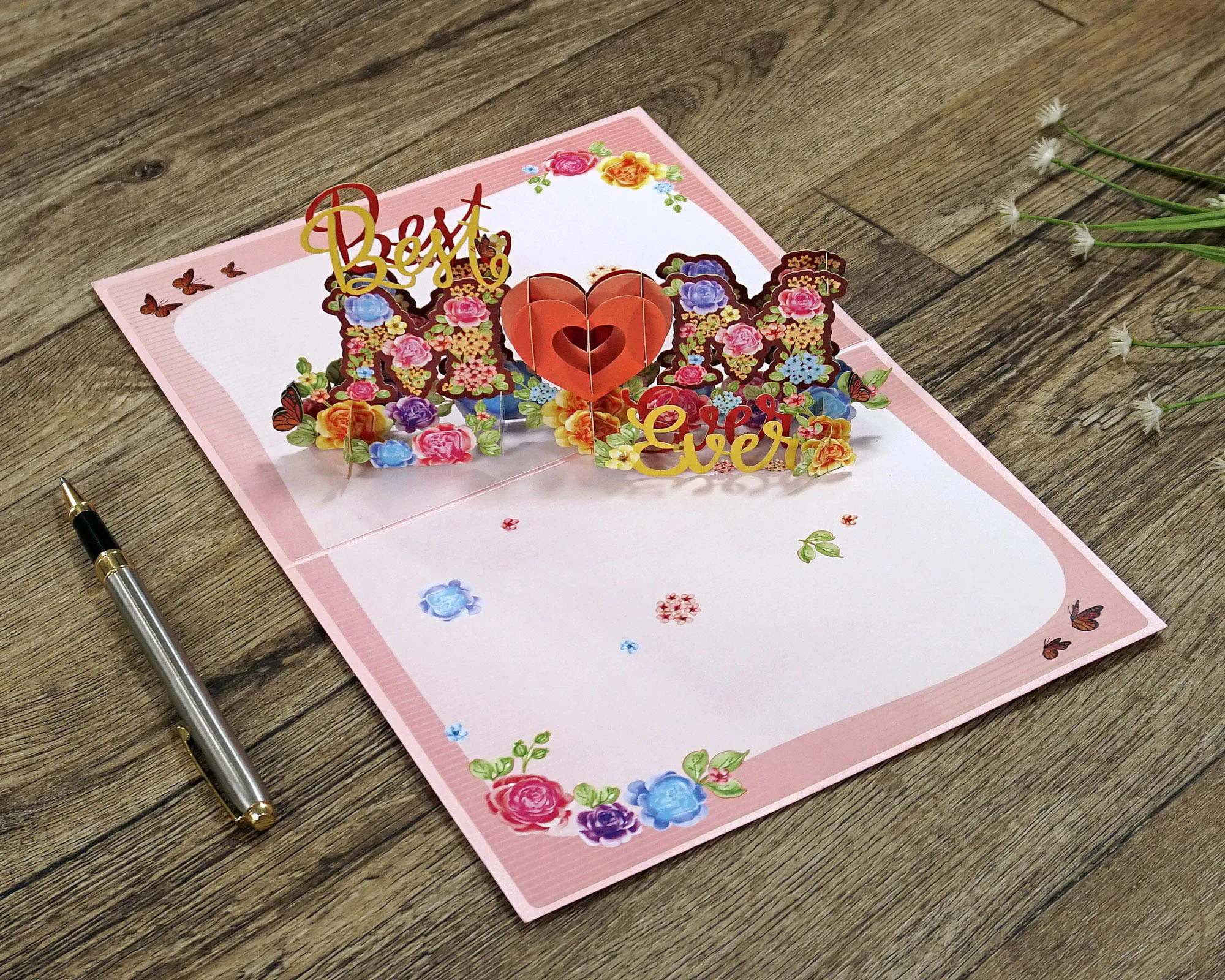 Happy Mothers Day with new  3D pop up card for greeting to Mom no include music 2024