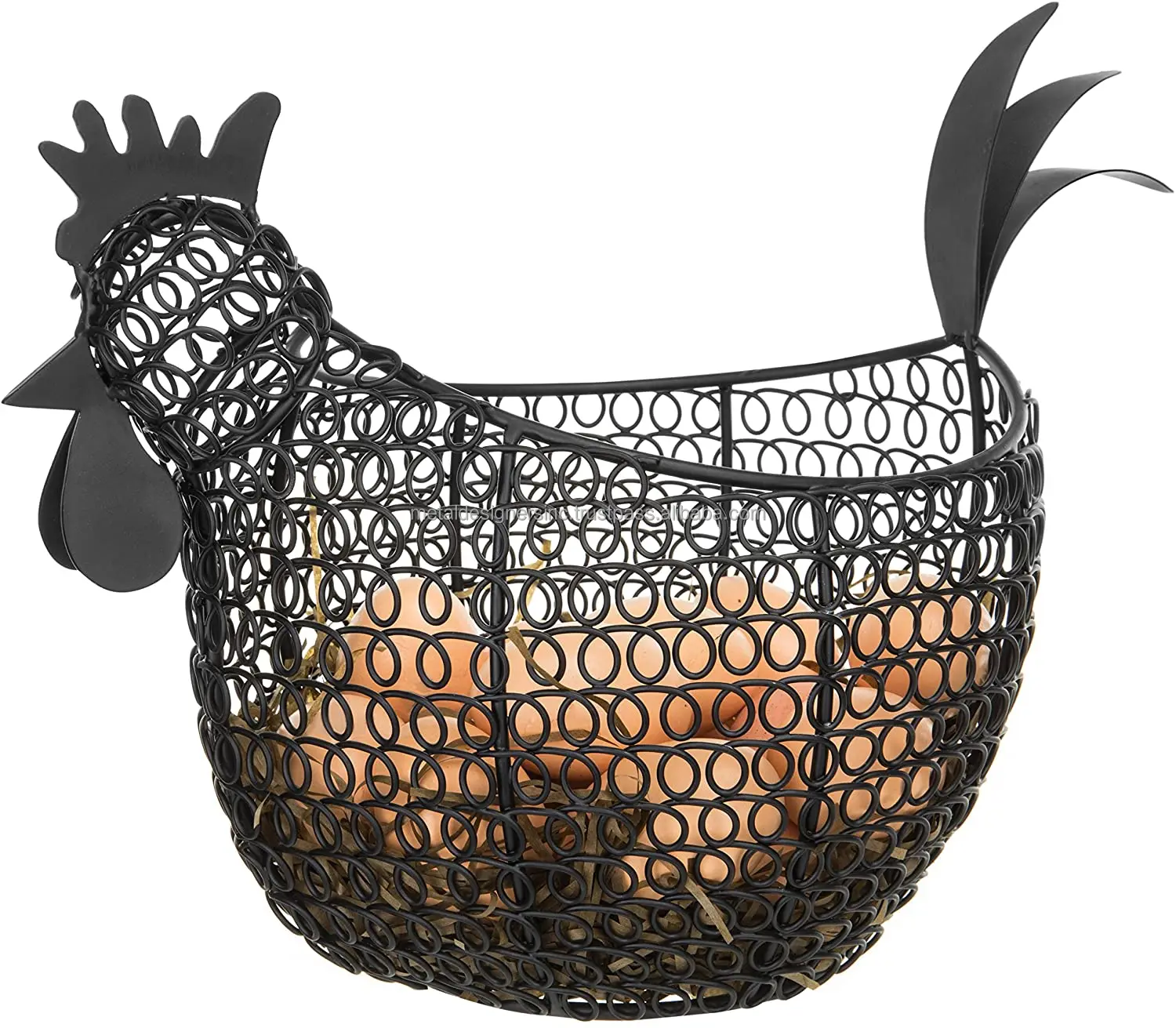 Black Metal Wire Chicken-Shaped Egg Storage Basket tableware and kitchenware black eggs holder
