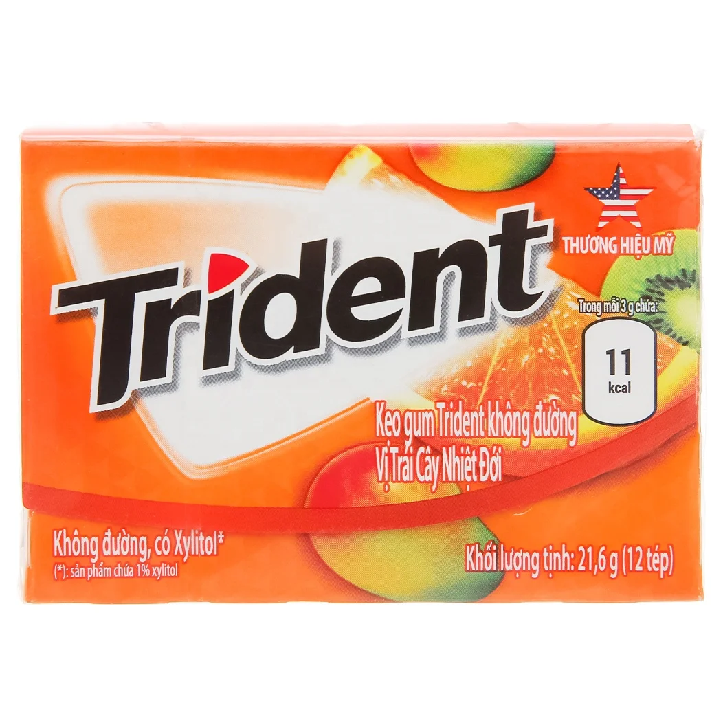 SUGAR FREE GUM WITH XYLITOL TROPICAL TWIST FLAVORED 21.6G - (12 STICKS X 1.8G)