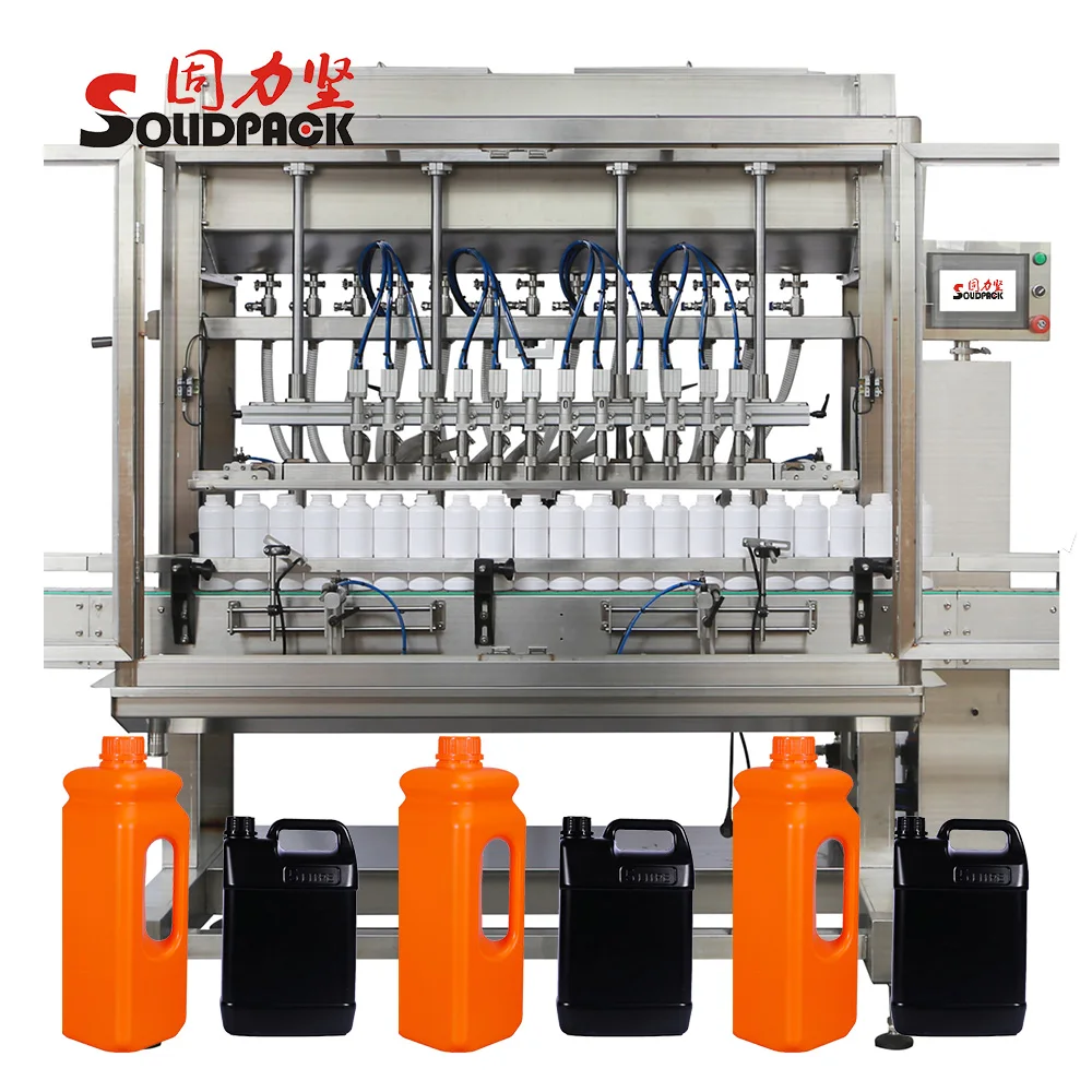Solidpack 16 heads Automatic Insectcide Chemical Liquid Linear Gravity Bottle Filler Capping Machine