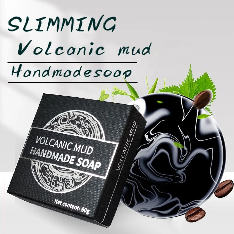 60g Best quality wholesale organic nourishing pure black deep cleansing Volcanic mud handmade soap