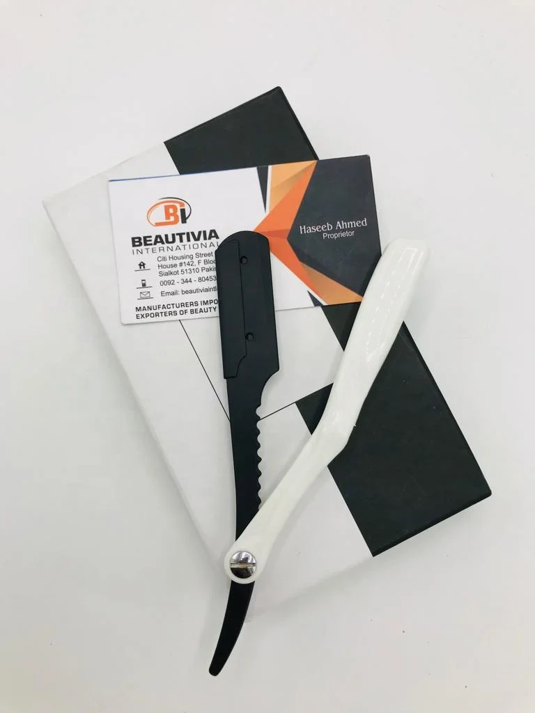 Plastic Handle Barber Shaving Razors Straight Cut Throat Shavette Rasoi Folding Knife