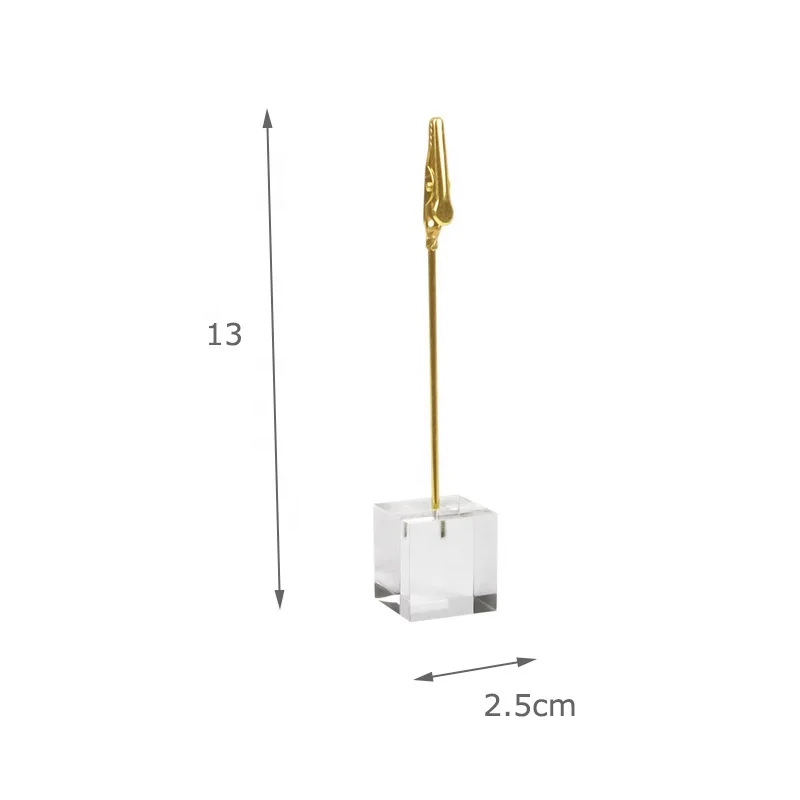 Clear Acrylic Cube Floating Memo Holder Name Cards Clips Note Holder