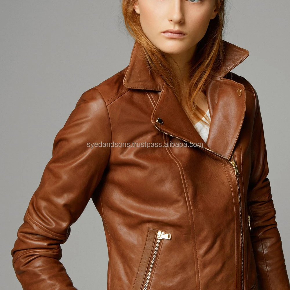 Syed & Sons Industries New Women Fashion Leather Jacket Motorcycle Bomber Biker Stylish Outerwear Zipper up Closure Jacket