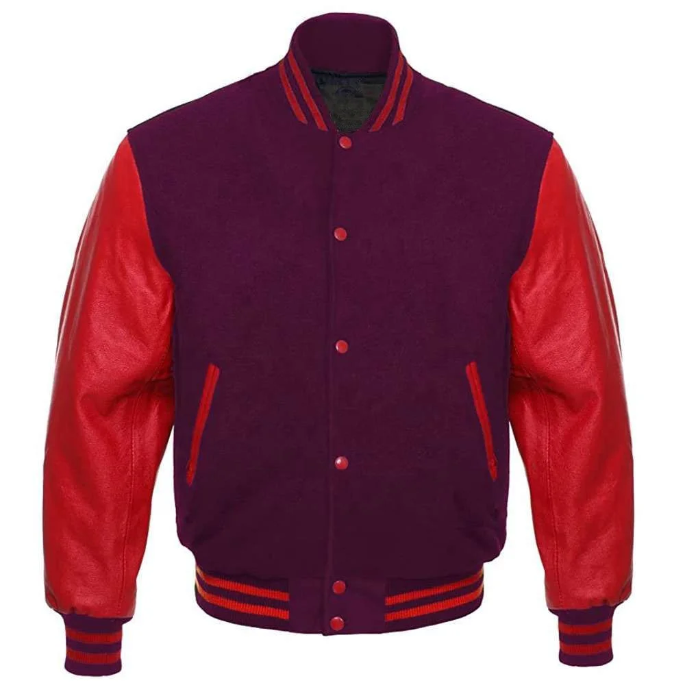 Hight Quality wholesale Woolen body leather sleeves Custom Baseball Letterman varsity Jacket Low Moq
