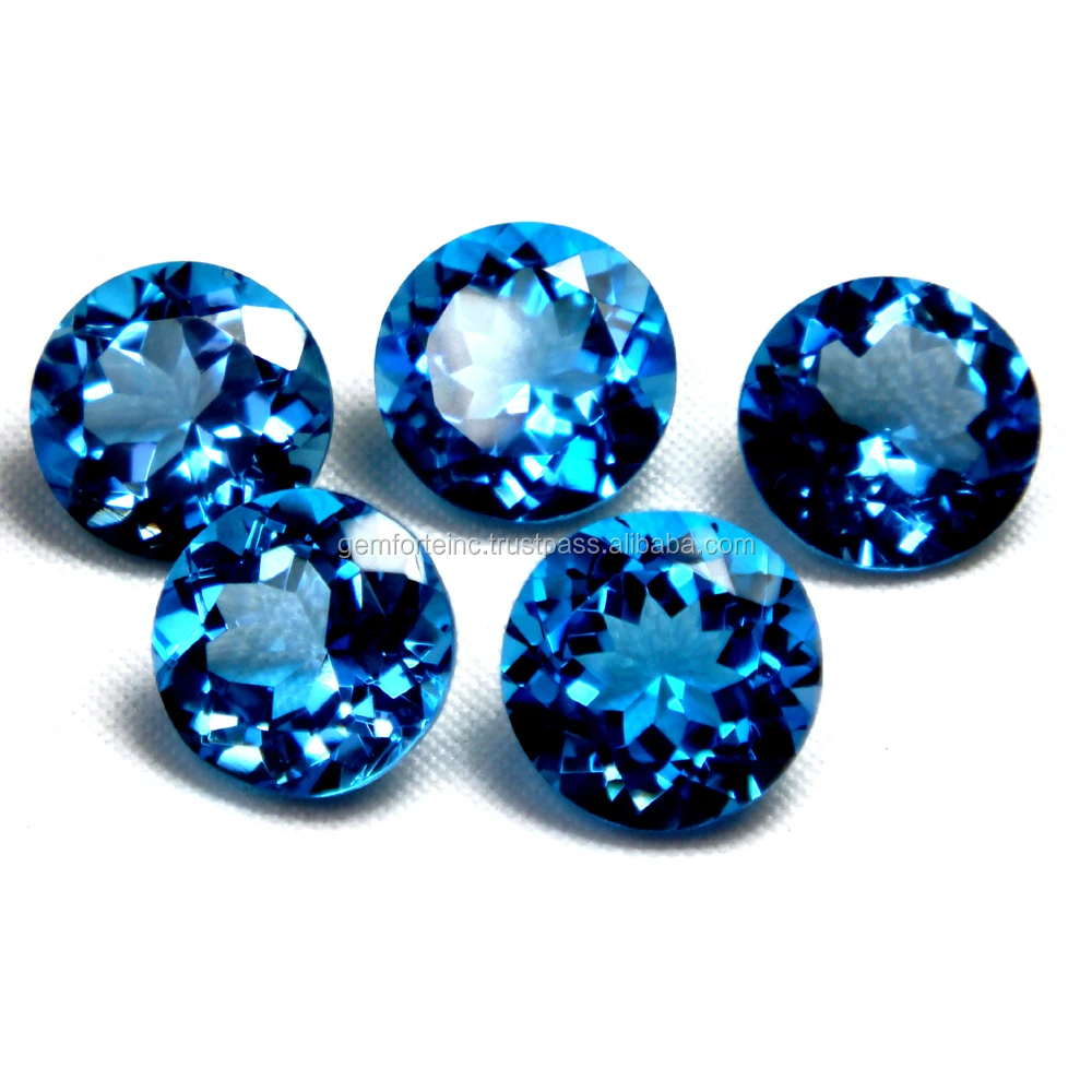 Topaz Round Faceted Gemstone London Swiss Blue Topaz Multi Color Natural Loose Gemstone Customized Best Price Blue Topaz Stone
