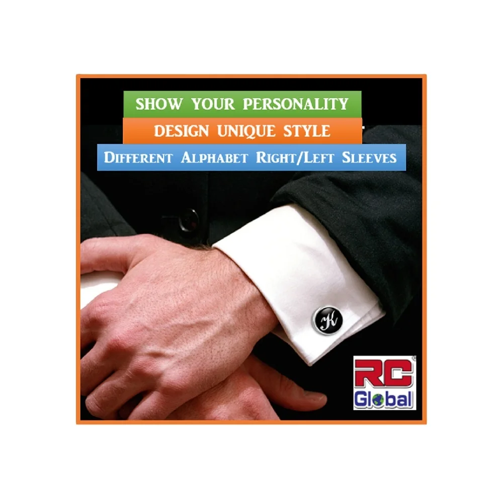 Запонки с эпоксидным покрытием RC-Global изготовленные по заказу запонки именем для деловой рубашки и Французской