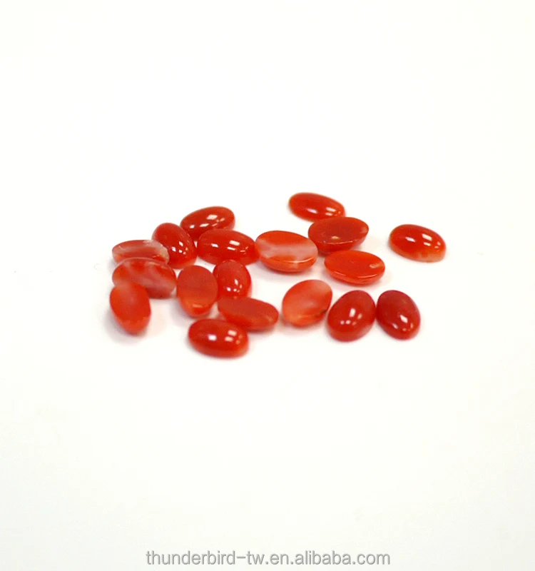 Diy jewelry making Factory wholesale Loose Gemstone Taiwan Manufacturer high quality 4x6 mm untreated Natural Red Coral Cabochon