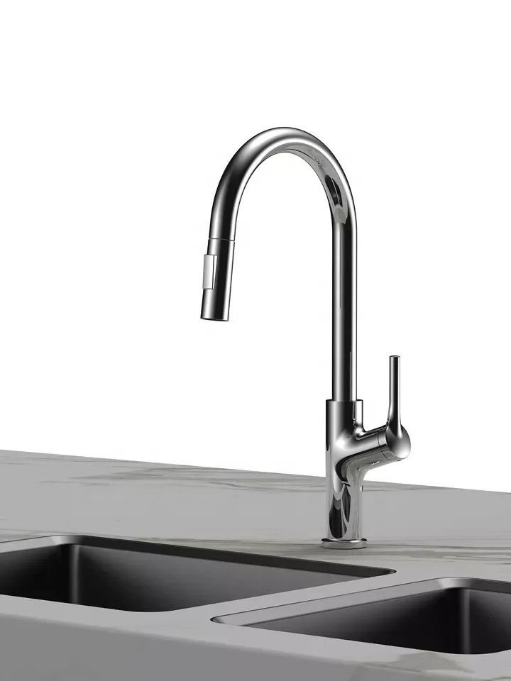 Supplier Deck Mounted Pull Down Spray Matt Black Stainless Steel Brass Kitchen Faucet